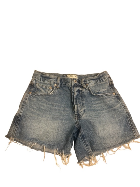 We The Free Pants - We The Free Vintage Wash Frayed Hem Jean Shorts - Blue Denim